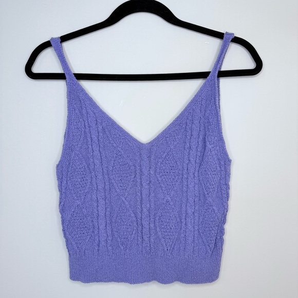Stradivarius Lilac Cable Knit Cami Top Violet Knit Tank Made in Turkey Boutique - Picture 6 of 6